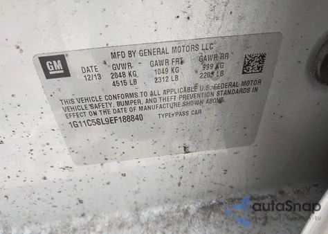 2014 Chevrolet Malibu 1Lt z USA, uszkodzony, nr VIN 1G11C5SL9EF188840